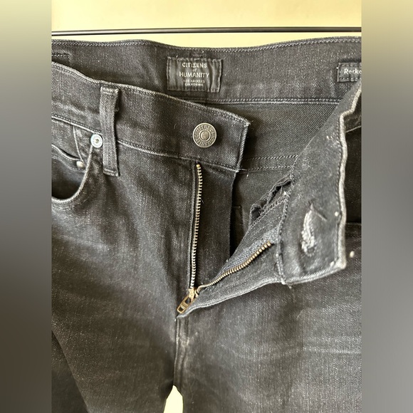 Citizens of Humanity Rocket Ankle High Rise Skinny Jeans w/ Stud Detail 26 Black - Picture 10 of 13
